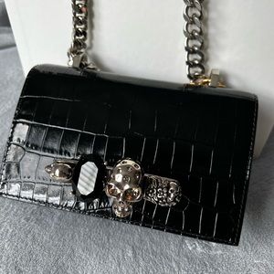 Alexander McQueen jeweled mini satchel in silver and gold